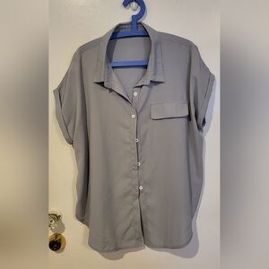 Elegant Gray Button-Down Shirt for Women